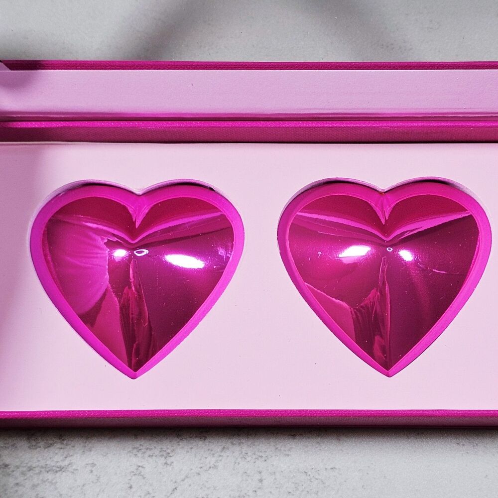 Honey Birdette Hot Pink Heart Metal Pasties Nipple Covers with Box, One Size - Picture 4 of 7